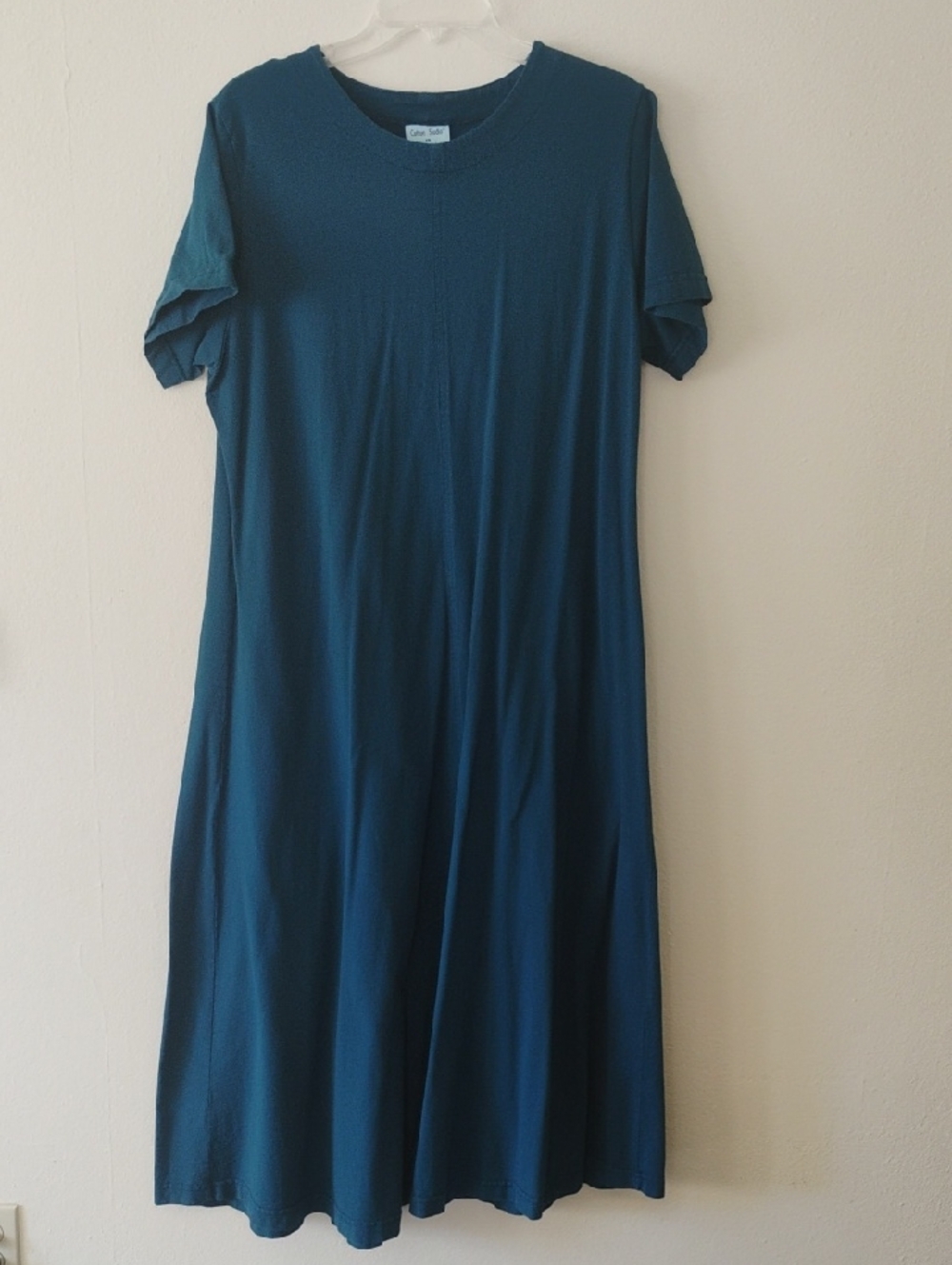 Women's Teal Short-Sleeve A-Line Dress 100 % Cotton